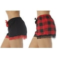 thumbnail image 2 of Just Love Women’s Pajama Shorts – Soft Cotton Lounge Sleep Shorts with Drawstring Waist (Red Buffalo Plaid - Black Solid (Pack of 2), Medium), 2 of 3