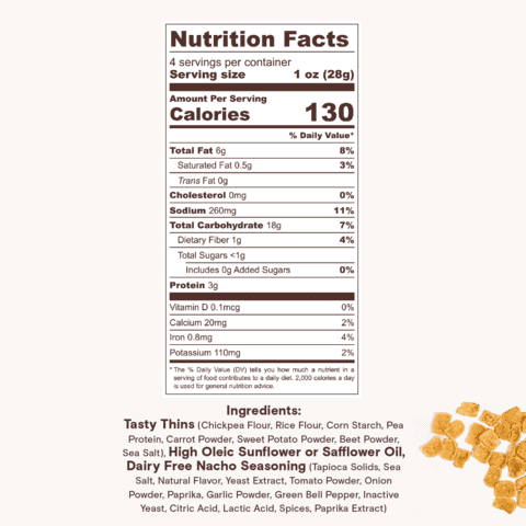 (2 pack) Biena Tasty Thins Nacho Flavored Veggie Crisps, 4 oz