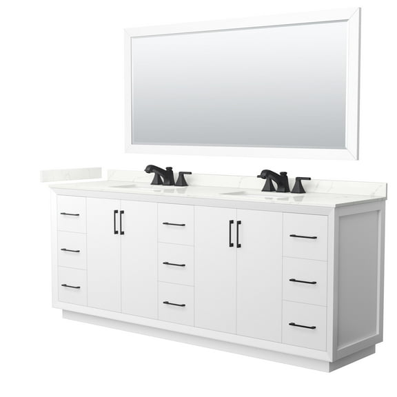 Wyndham Collection Wcf414184d-Qtz-Us3m70 Strada 84" Free Standing Double Basin Vanity Set
