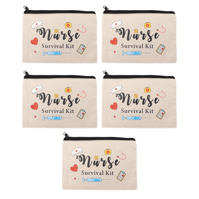 Bolsa de maquillaje, linda y versátil, con cremallera, diseño de kit de supervivencia, temática de enfermera, regalos para enfermeras practicantes, bolsas de cosméticos.