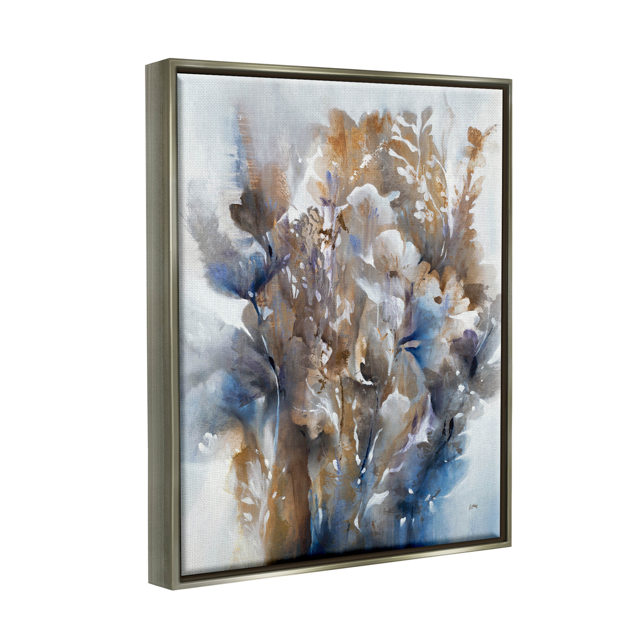 Stupell Industries Modern Flower Bouquet Composition Painting Luster Gray Floating Framed Canvas Print Wall Art, Design by K. Nari