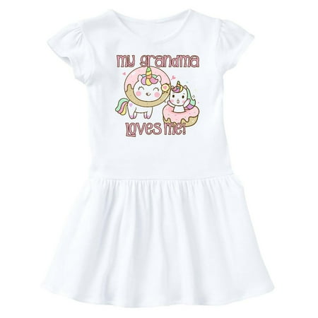 

Inktastic My Grandma Loves Me Unicorns Gift Baby Girl Dress