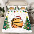 thumbnail image 2 of Homewish Basketball Sport Game King Sheet Set,Cartoon Christmas Tree Happy New Year,Breathable Decor For Boys Teens,4-Piece, 2 of 7