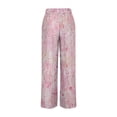 thumbnail image 4 of Women's Wide Leg Pants High Waist Flowy Drawsting Casual Loose Trousers Lounge Business Pants with Pockets (M, Multicolor 3), 4 of 5