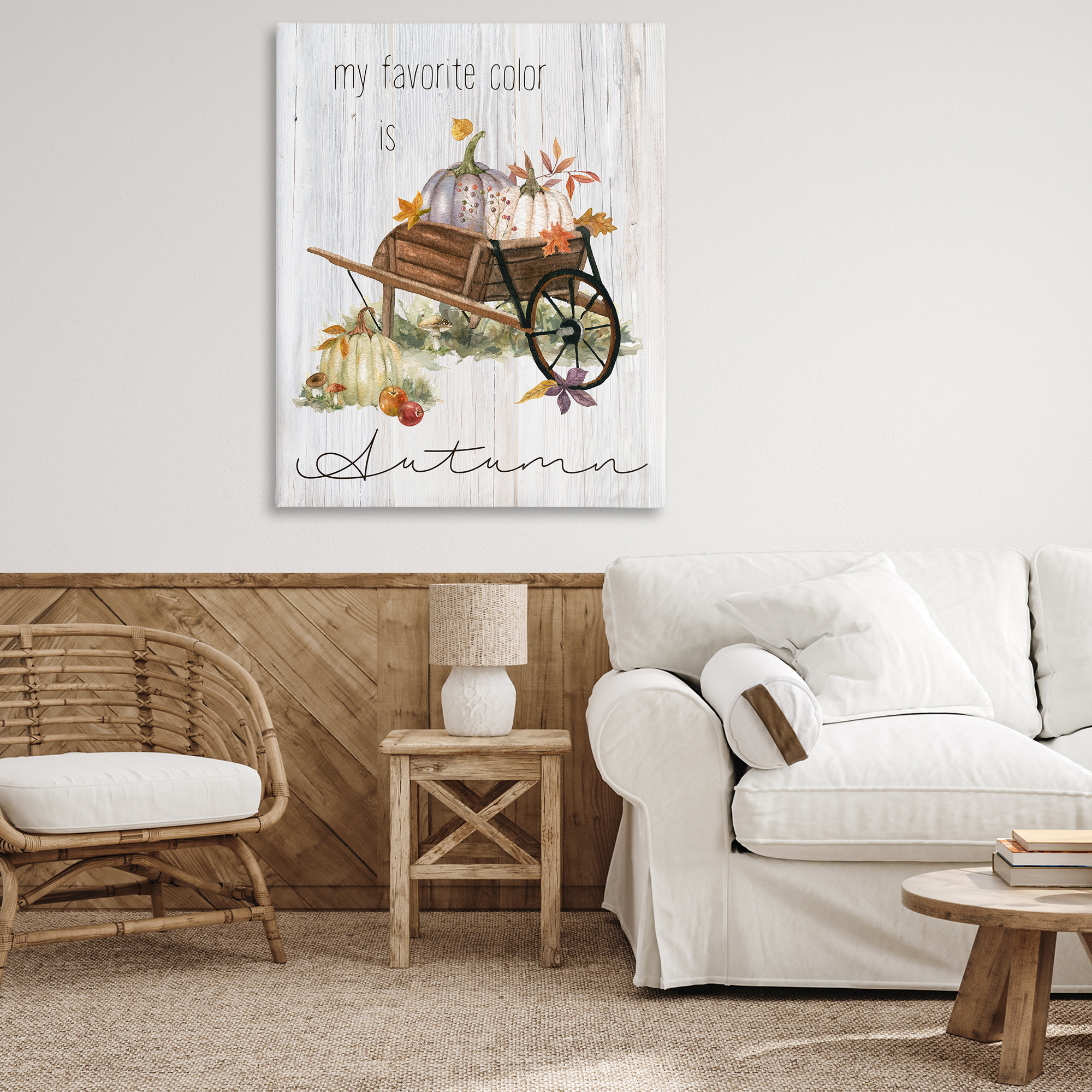 Stupell Industries Autumn Favorites Wagon Holiday Painting Gallery Wrapped Canvas Art Prints Wall Art, 36 x 48