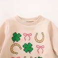 thumbnail image 6 of Staki St Patricks Day Baby Girl Outfit Cute Shamrock Smocked Bubble Romper Bodysuit Infant Spring Clothes St Patrick Park 0-18M(Beige,3-6 Months), 6 of 9