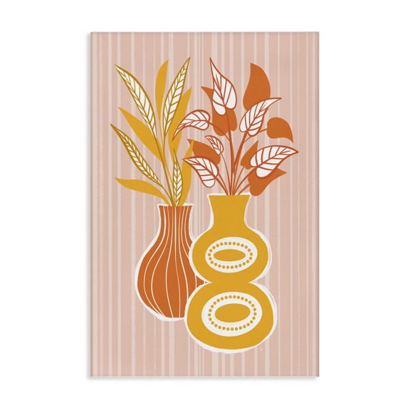 Stupell Industries Orange & Yellow Vases Floral Painting Wrapped Canvas Canvas Art Print Wall Art, 16 x 24