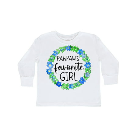 

Inktastic Pawpaw s Favorite Girl Blue Flower Wreath Gift Toddler Toddler Girl Long Sleeve T-Shirt