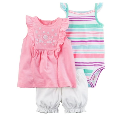 

QWERTYU Newborn Infant Baby Toddler Summer Outfits Short Sleeve T Shirts and Shorts Set Clothing Set with Bodysuit for Girl 0-2Y