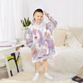thumbnail image 6 of Wearable Blanket with Sleeves and Pocket Oversized Hooded Sweatshirt 3-14 YR Pastel Colors Unicorn M, 6 of 7