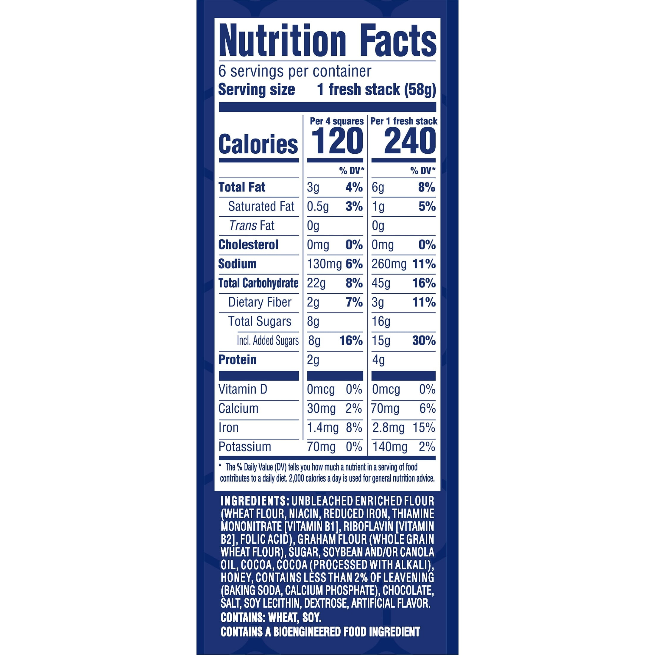 HONEY MAID Fresh Stacks Chocolate Graham Crackers, Travel Snacks, 12.2 oz (6 Multi Snack Packs)