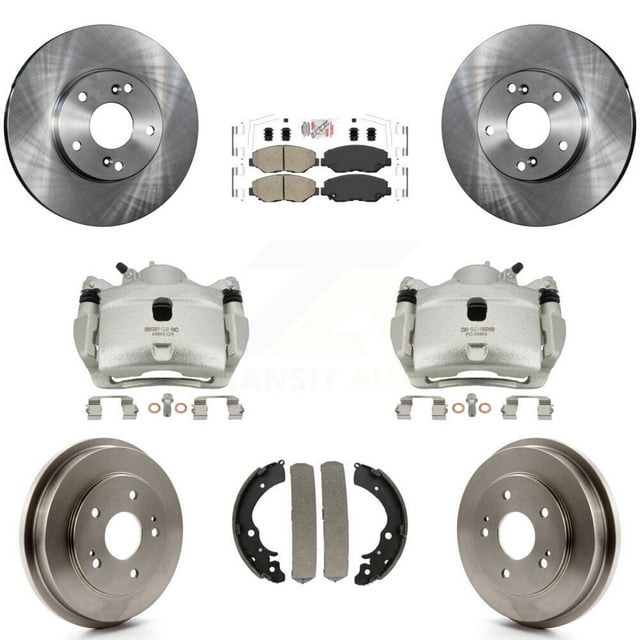 Transit Auto Front Rear Disc Brake Caliper Rotors Drums Ceramic Pads Kit (8Pc) for Car Honda Fit Accord KC8-101462N