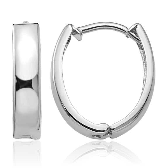 10K Solid White Gold Huggie Small Hoop Earrings