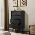 thumbnail image 3 of Bedside Table with 4 Drawers, Mid Century Modern Night Stand with Vintage-style and Bevel Design, End Tables Accent Table for Bedroom, Living Room, Black, 3 of 7
