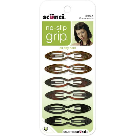 Scunci No-Slip Grip Fine Hair Double Oval Snap Clips 6 (Best Hair Barrettes For Fine Hair)