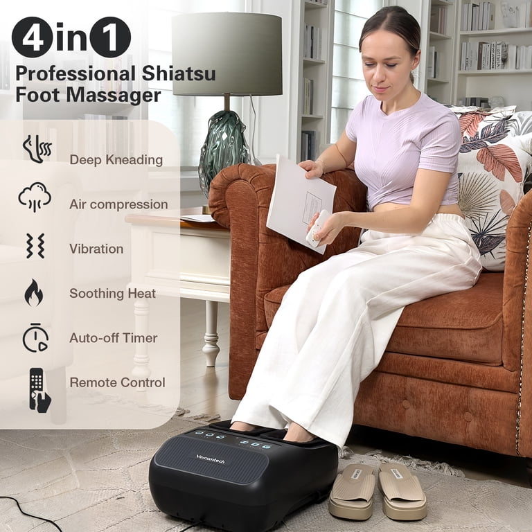 Shiatsu Foot Massager with Heat, Electric Foot Massager Machine for Plantar  Fasciitis Neuropathy with Remote Control, Adjustable Vibration and 