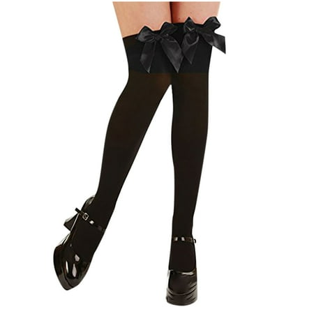 

Yedhsi Hot Socks Women Christmas Long Tube Socks Solid Color Garter Bow Hair Ball Christmas Party