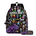 thumbnail image 2 of Mochila y estuche de Minecraft, mochila de gran capacidad para estudiantes con estampado de dibujos animados, útiles escolares., 2 of 5