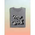thumbnail image 3 of Know Your Worth Slogan T-Shirt Men -Image by Shutterstock, Male XX-Large, 3 of 4