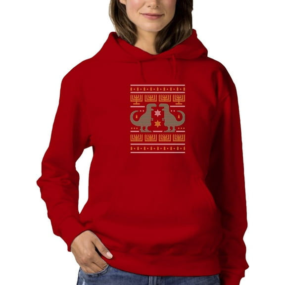 Christmas Dinosaurs Hoodie Women -Smartprints Designs, Female 5X-Large