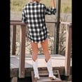 thumbnail image 4 of Blusa Holgada de Larga con Cuello en V y Estampado Collage de Otoño para Mujer Negro S, 4 of 5