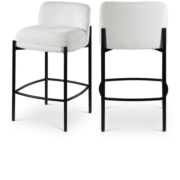 Meridian Furniture Burton Cream Chenille Fabric Stool (Set of 2)