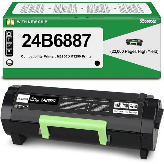 24B6887 Toner Cartridge High Yield Compatible with Lexmark 24B6887 Black Toner Cartridge Replacement for Lexmark 24B6887 M3250 XM3250 Printer