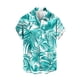 thumbnail image 4 of Blusa y camisa de manga corta con cuello vuelto para hombre, informal, a la moda, con estampado de bolsillo y botones, de poliéster., 4 of 6