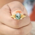 thumbnail image 6 of SHREENATHJEWELRY 9x7MM / 3.5Ct Natural Moss Agate Ring- Moissanite Nature Inspired Ring Yellow Gold Bridal Wedding Jewelry Green Gemstone Ring Birthday Gift For Daughter, 6 of 8