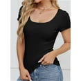thumbnail image 7 of Women Short Sleeve Scoop Neck Tops Shirts Fitted Summer Tshirt Tee, 7 of 7