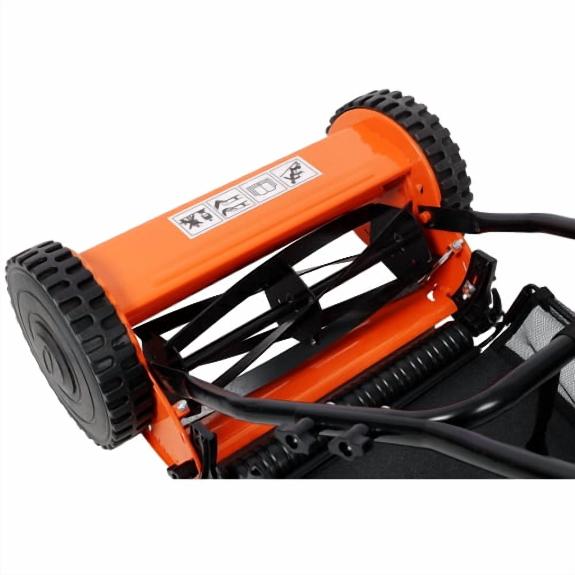 14-Inch 5-Blade Manual Push Reel Lawn Mower Cordless, with Removable Grass Catcher Bag & Adjustable Cutting Height, for Yard & Garden Grass Cutting