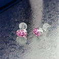 thumbnail image 3 of Gem Stone King 14K White Gold Stud Earrings for Women Men Pink Oval Moissanite (1.80 Cttw), 3 of 3