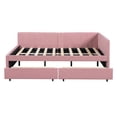 thumbnail image 3 of Miekor Furniture Full Size Upholstered Daybed with 2 Storage Drawers Sofa Bed Frame No Box Spring Needed, Linen Fabric (Pink) W4US2AAH, 3 of 9