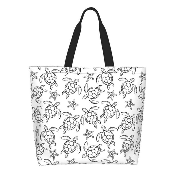 Fotbe Sea Turtle Bolsa Tote Estética de Lona con Estampado para Mujer - Bolsa Reutilizable de Hombro Casual para Vacaciones, Compras, Trabajo y Gimnasio