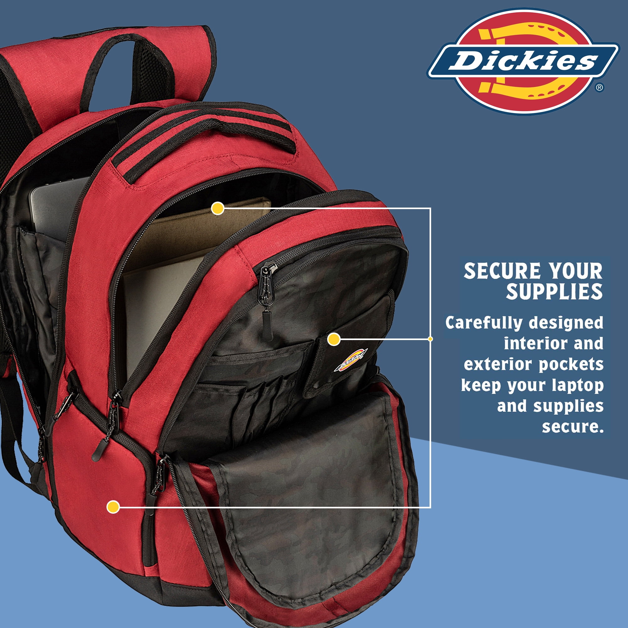 Dickies Water-Resistant Laptop Backpack for College - Durable & Comfortable 15.6 Inch Commuter Campus Bag
