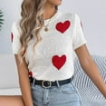 thumbnail image 6 of ZyeKqe Womens Short Sleeve Sweaters Heart Print Crewneck Pullover Knit Tops Lightweight Summer Tops, 6 of 8
