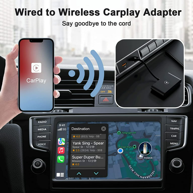 Carplay Wireless Adapter, CarPlay Dongle for Factory Wired CarPlay Cars,  2023 Upgrade Plug & Play Wired Convert Wireless CarPlay, Fast and Easy Use