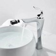 thumbnail image 5 of Grifo de baño, diseño de grifo de lavabo con cuerpo de cobre, agua caliente y fría disponible, mezclador de lavabo de una sola manija negro moderno, adecuado para lavabo y lavabo de baño, 5 of 5