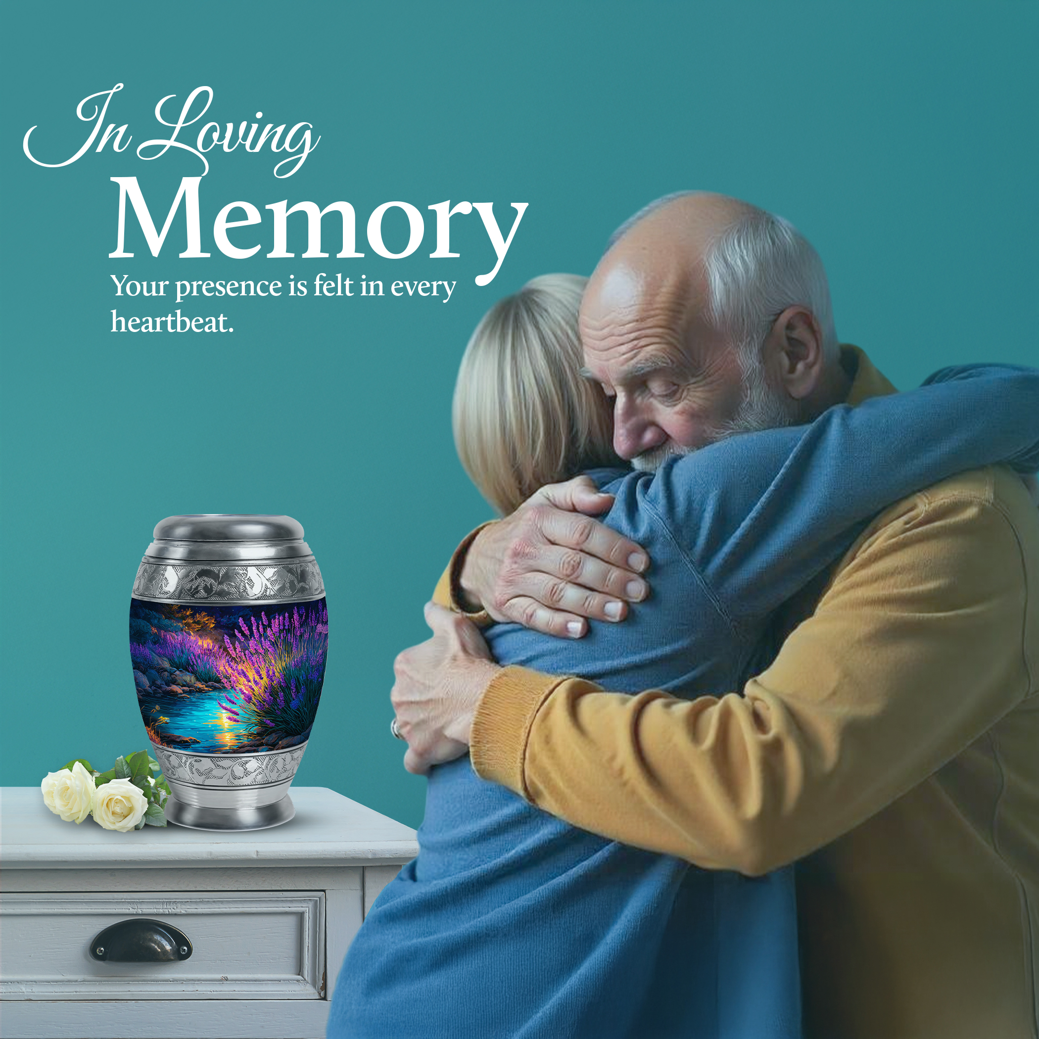 SABURIAL Lavender Grass Urn - Mini Keepsakes Urns - Combo - 10 Inch Large With 3 Inch - Memorial Urns - Large Urn For Human - Human Remains For Mom & Dad