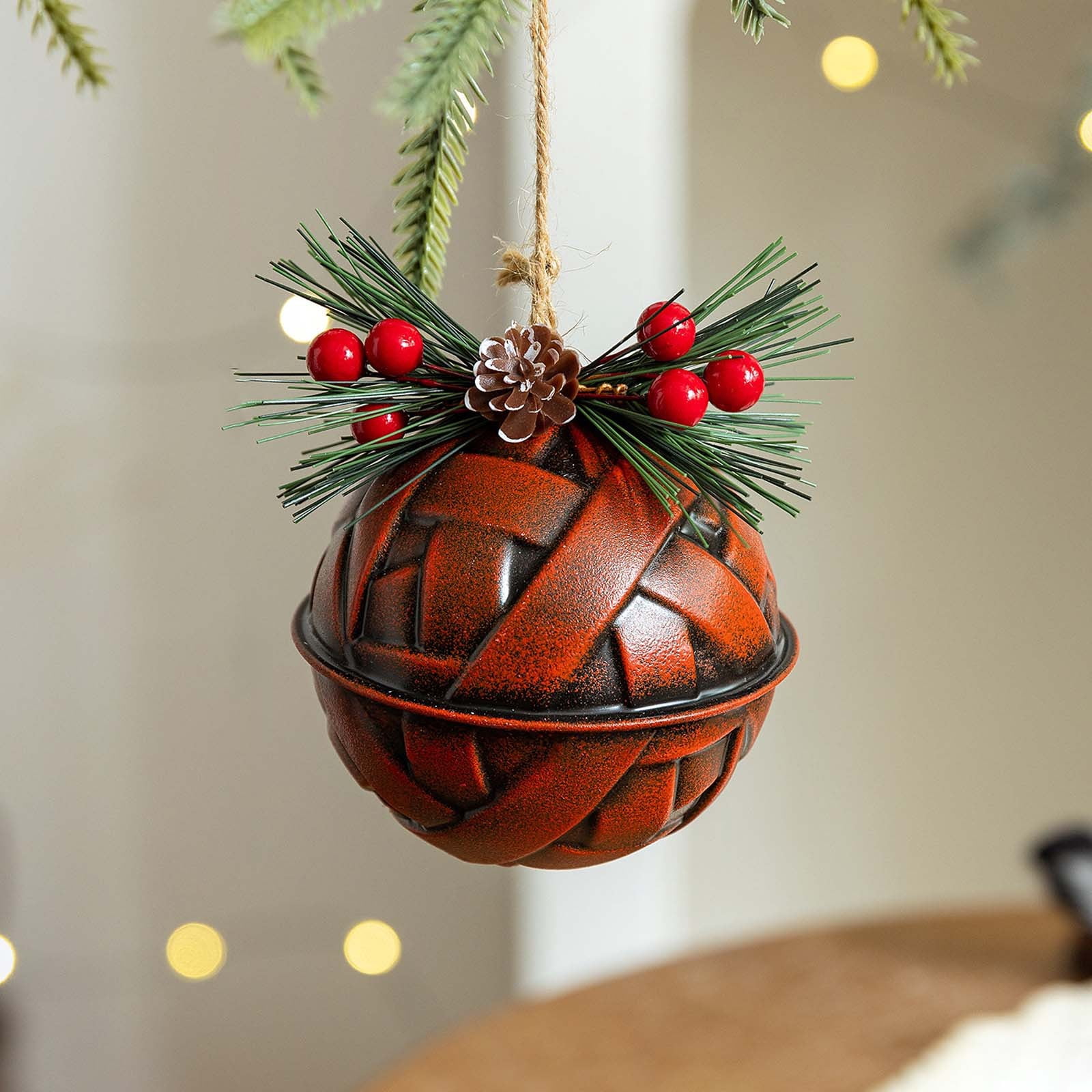 Cloche De Noël Géante En Métal Vert - Décoration Extérieure Ou Intérieure Pour Sapin, Porte, Cour