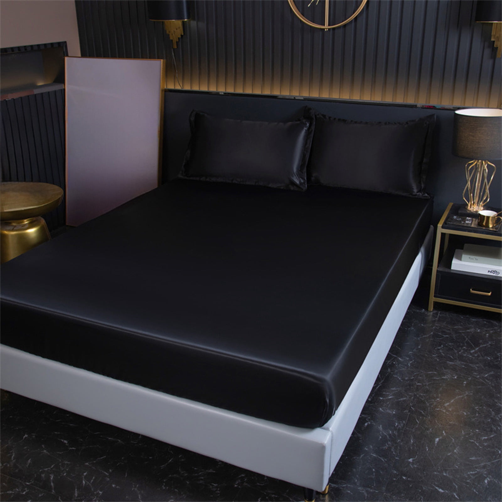 YiJuHui Queen Size Sheets Set 4 Piece Satin Deep Pocket Cooling Bed Sheets for Hot Sleepers, Brushed Microfiber Soft Wrinkle-Free Bedding Set, Luxury Hotel Style Sheets for Master Bedroom