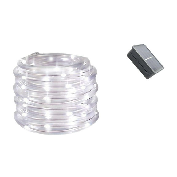 LOLIPPYY 12M 100 LED White Solar Light Strip, Solar Powered Fairy Rope Lights for Garden, Patio, Party Decoration (Black)
