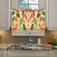 thumbnail image 2 of Yayeee Kitchen Curtains Tier Pair Light Filtering 27"x24" Rod Pocket Short Cafe Window Panel, Green Retro Autumn Leaves, 2 of 7