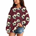thumbnail image 2 of Grblisyd Girls Halloween Hoodies Kids Cute Skeleton Floral Print Hooded Sweatshirts Pullover Long Sleeve Drop Shoulder Tops with Kangaroo Pocket, 2 of 5