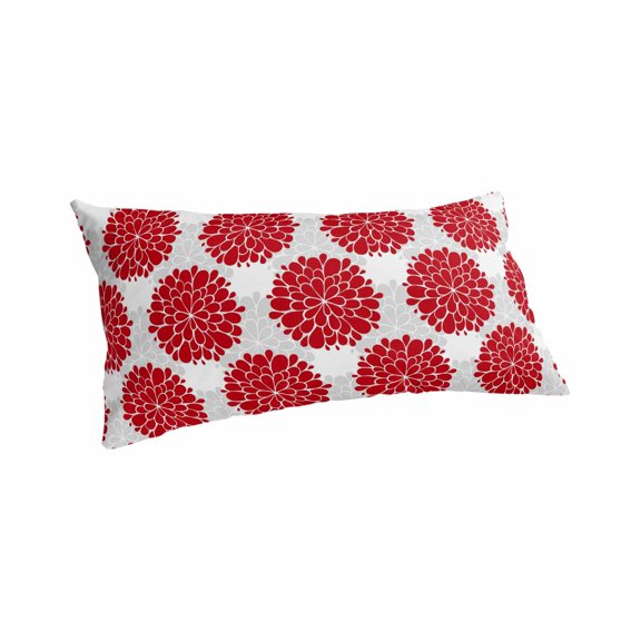 Red Dahlia Pillow Covers King Size, Vintage Country Grey Abstract Flowers Floral Soft Bed Throw Pillowcases Breathable Cooling Long Lumbar Body Pillow Sham Cover for Bed Sofa 20''x40''