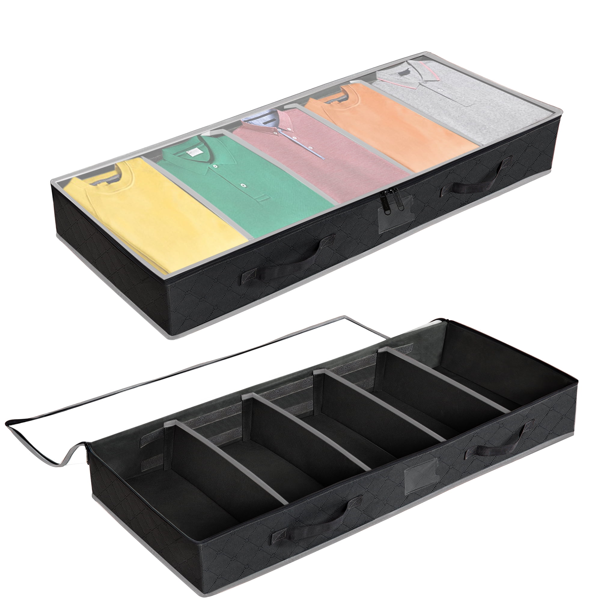 EastVita Under Bed Storage Rack with Adjustable Dividers Storage Rack