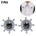 thumbnail image 1 of 2PCS Collar Brooch Stylish Rhinestone Rudder Collar Pin Brooch Pin Jewelry Brooch for Men Women, 1 of 7