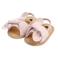 thumbnail image 2 of Infant Baby Girls Summer Sandals with Flower Soft Sole Newborn Toddler First Walker Crib Dress Shoes 0-18Months, 2 of 9
