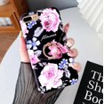 thumbnail image 6 of Compatible with iPhone 8 Plus Case,iPhone 7 Plus Case 5.5",Cute Garden Floral Case with 360° Rotating Ring Kickstand Soft TPU Shockproof Frosted Shell Cover for Woman Girl Black Rose Flower, 6 of 14