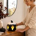 thumbnail image 3 of Halloween Decorations Black Pumpkin Ghost Lamp, Glossy Tabletop Halloween Decor with Orange Ghost Designs, Dripping Cream Top and Curved Stem for Indoor Home Display, 3 of 6
